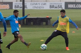 Everaldo e Sergio Daz no primeiro treino aps eliminao para o Flamengo, pela Copa do Brasil