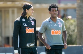 Cssio e Gil no ltimo treino antes da final contra o Palmeiras, pelo Paulisto 2020