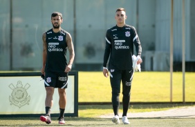 Camacho e Donelli durante o ltimo treino do Corinthians antes do jogo contra o Amrica-MG