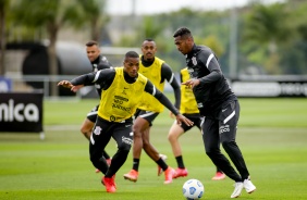 Xavier e J durante treino preparatrio para o Drbi entre Corinthians e Palmeiras