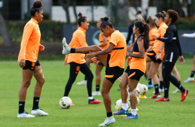 Jogadoras do Corinthians durante preparao para segunda partida na Libertadores Feminina