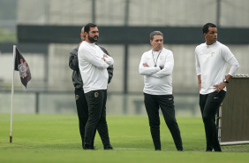Vanderlei Luxemburgo, Danilo e Fernando Lzaro durante treino do Corinthians