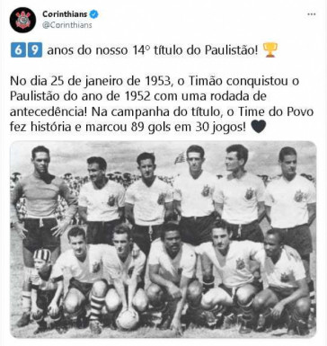Corinthians foi campeo paulista em 1952