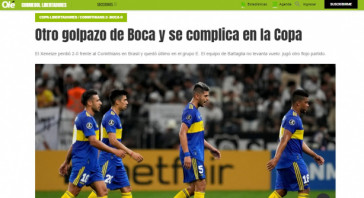 Ol noticiou derrota do Boca Juniors para o Corinthians
