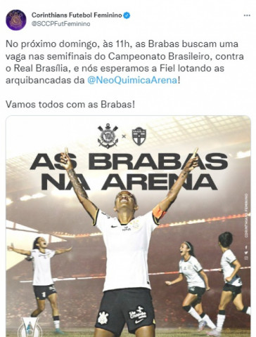 Corinthians far o segundo jogo das quartas de final na Neo Qumica Arena