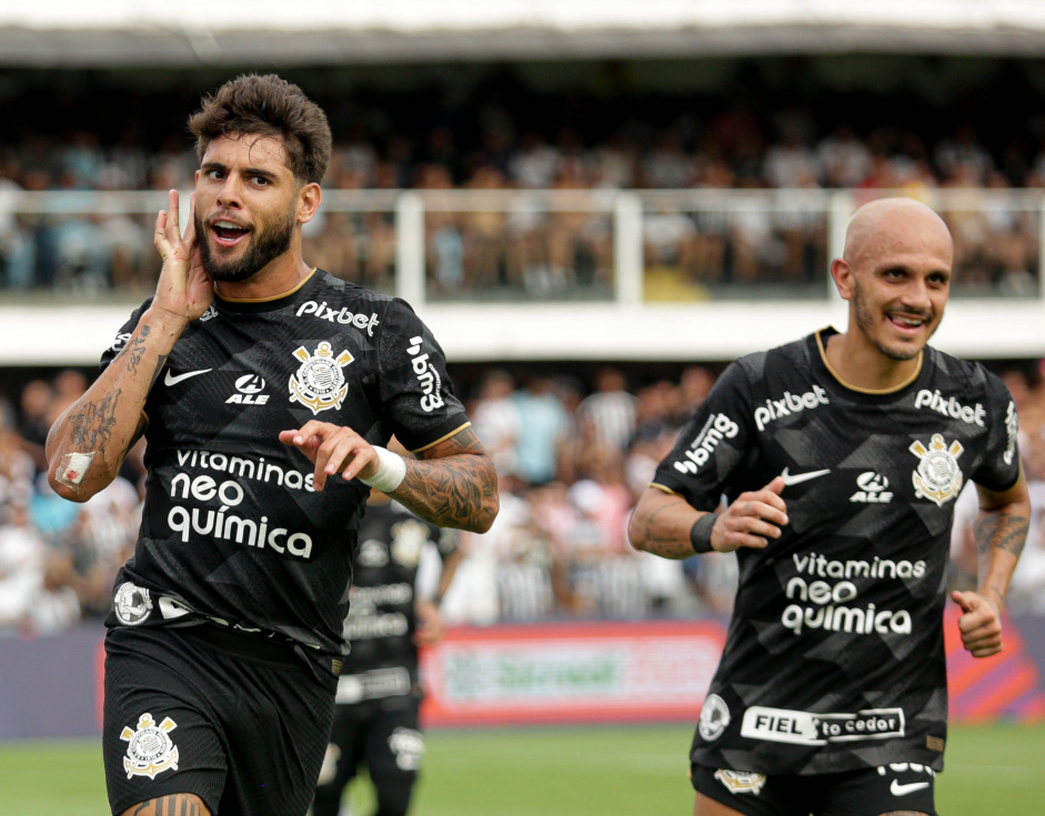 Yuri Alberto comemora gol do Corinthians sobre o Santos, seu ex-clube, pelo Paulisto 2023
